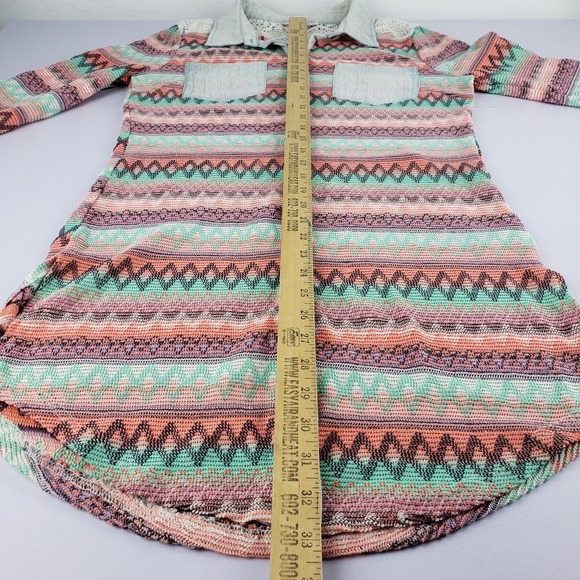 Miss Me Sweater Duster Women's Medium Crotchet Long Sleeve Button Up - Picture 12 of 13